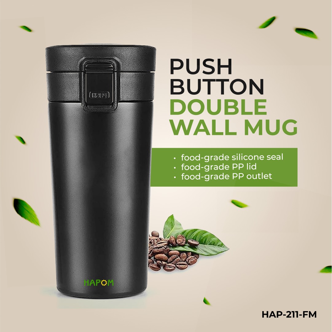 Push Button Double Wall Travel Mug